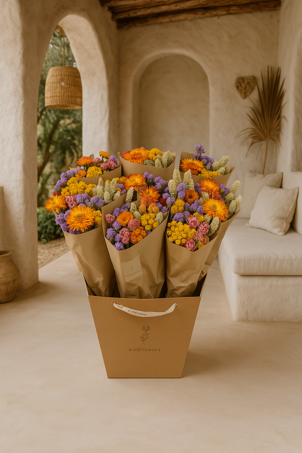 10 Bossen - Droogbloemen Market More – Bonte Mix | ca. 50 cm