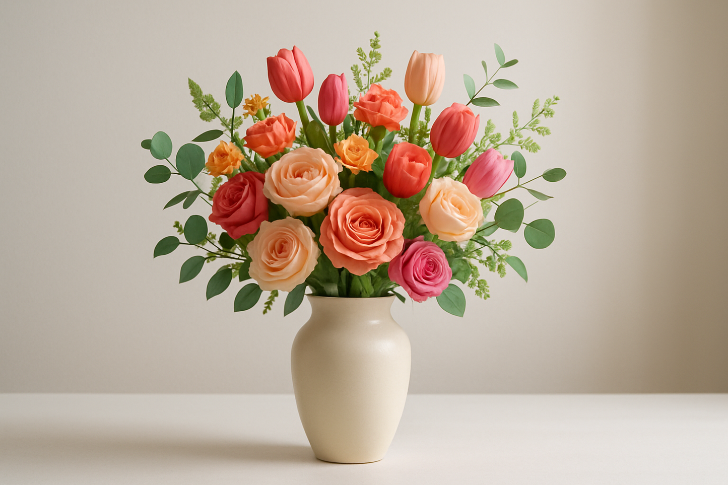 Grote vaas met bloemen -