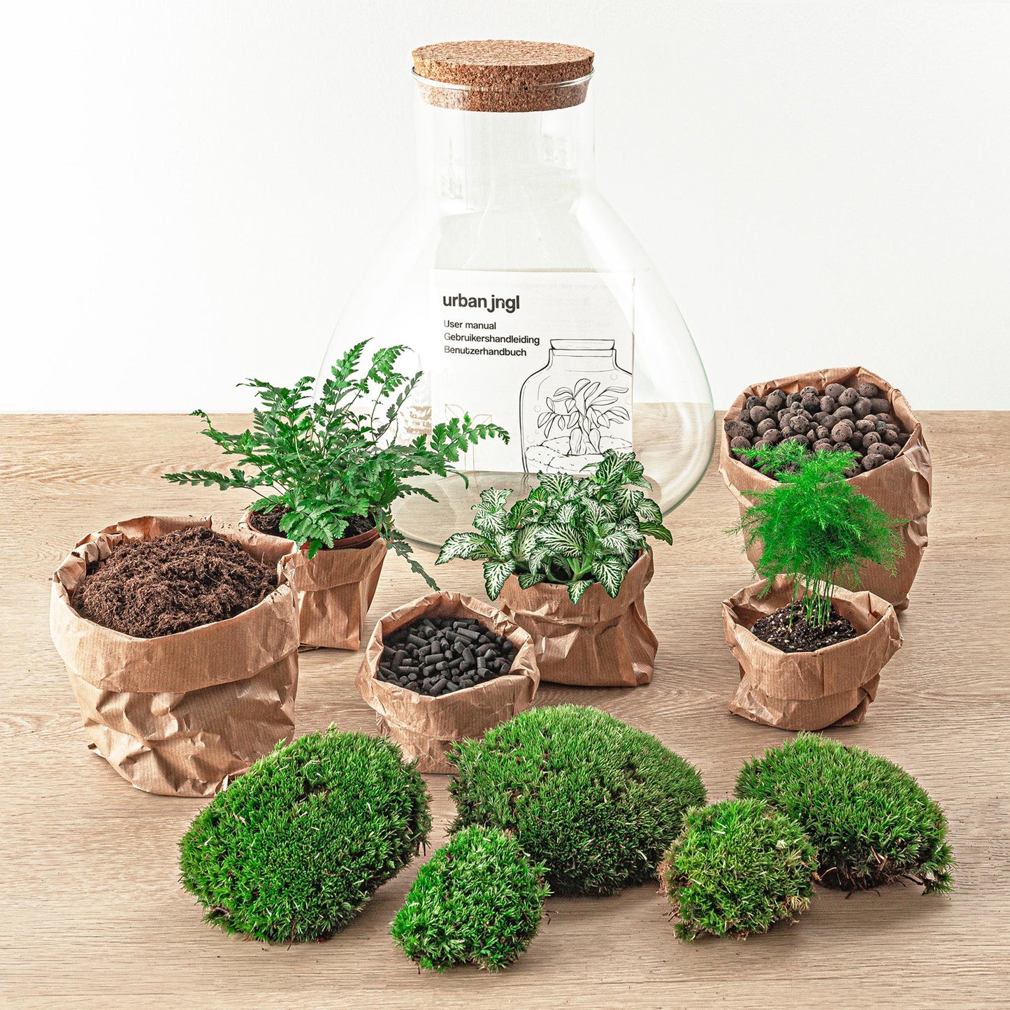 DIY terrarium - Sam XL - ↕ 35 cm - Rake + Shovel -Flessentuin