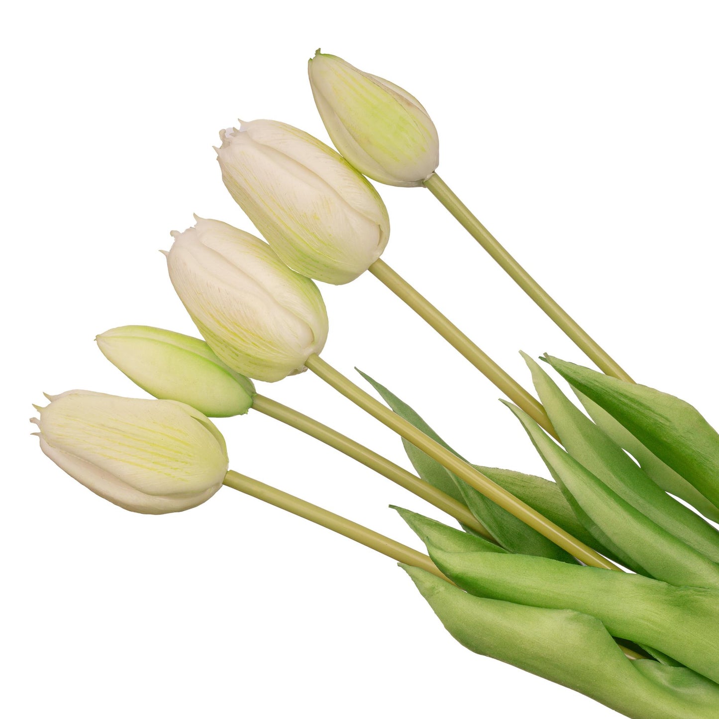 Tulpen boeket Wit/Groen - 5 stuks - 'Real Touch' Kunst tulpen - Uit Amsterdam
