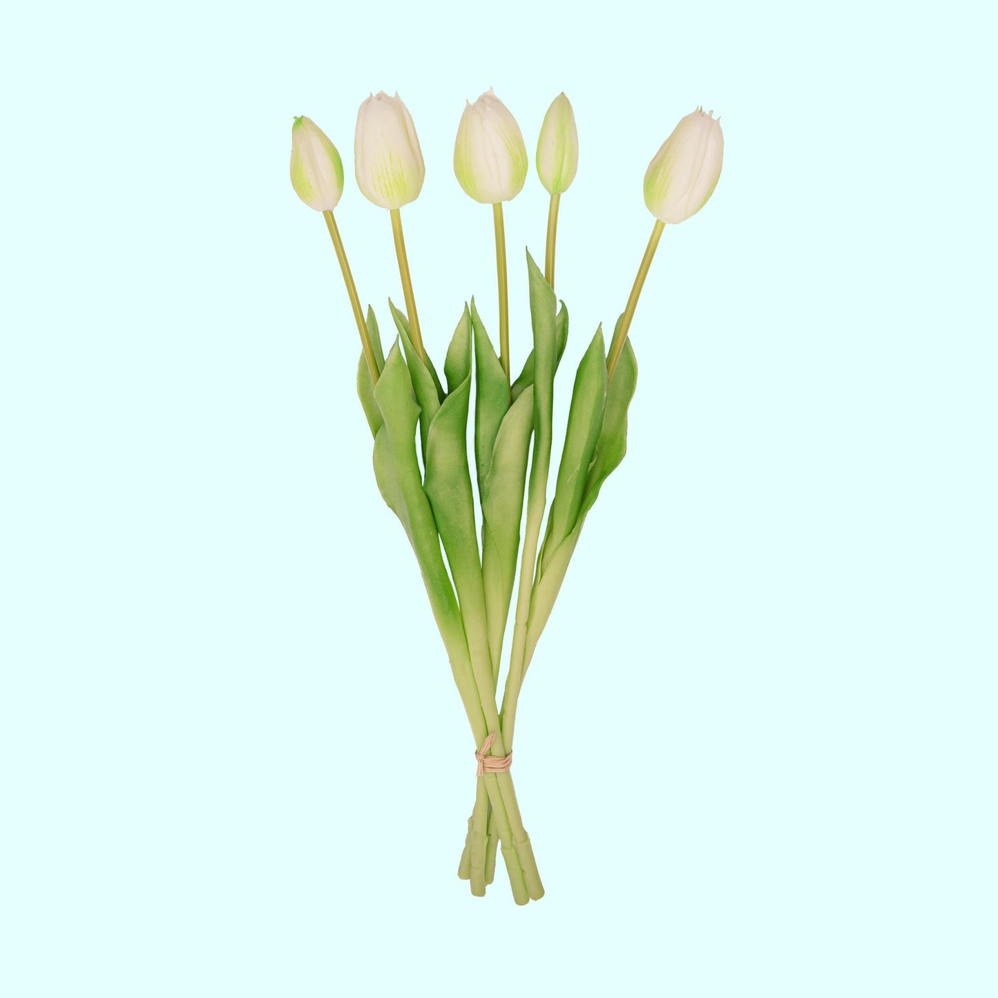 Tulpen boeket Wit/Groen - 5 stuks - 'Real Touch' Kunst tulpen - Uit Amsterdam