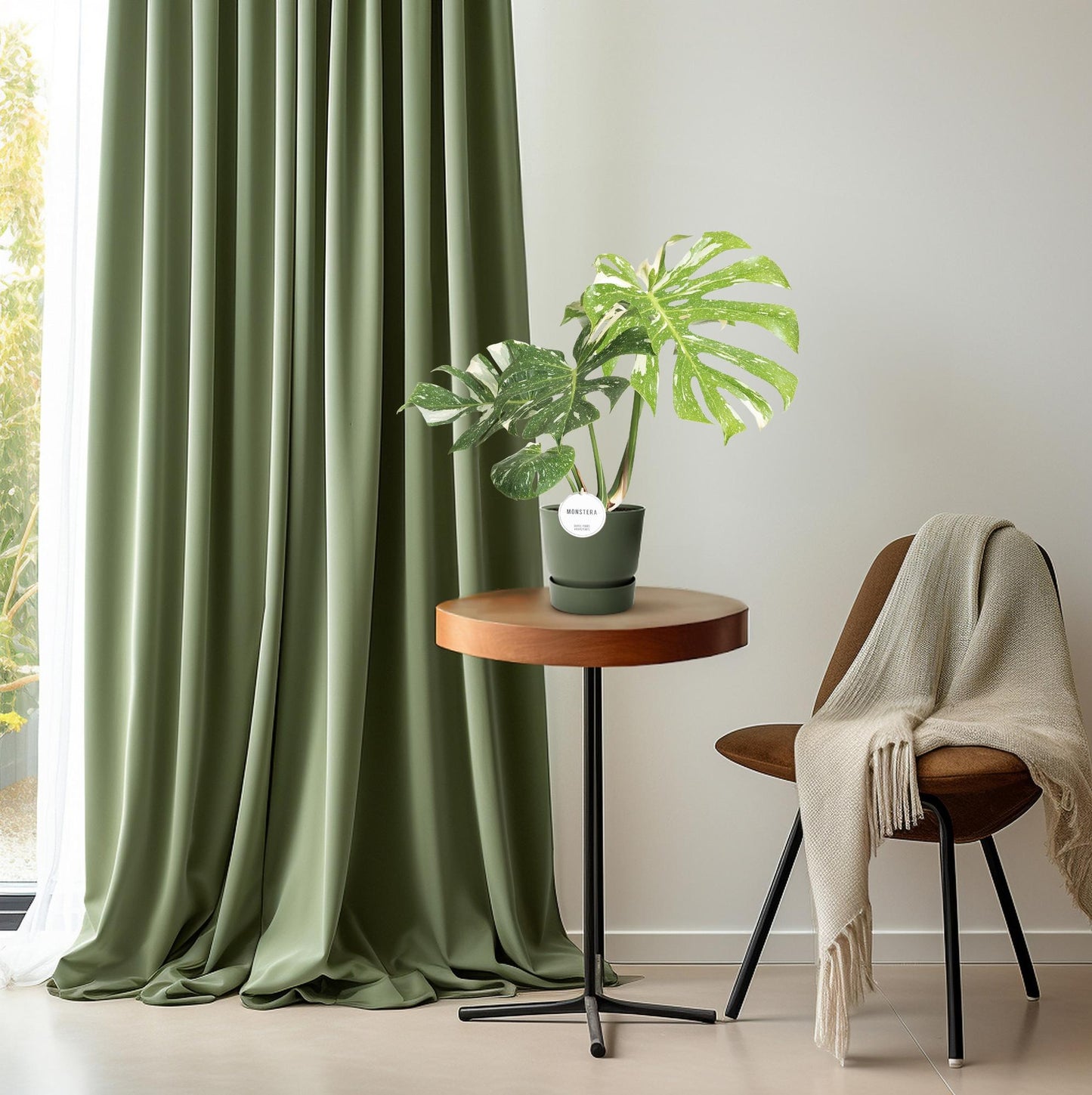 Monstera Thai Constellation kamerplant – groene bladeren met witte marmering