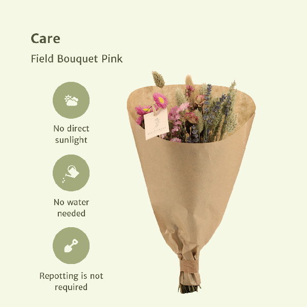 Dried flowers Field Bouquet Pink - Ø15cm - ↕35cm