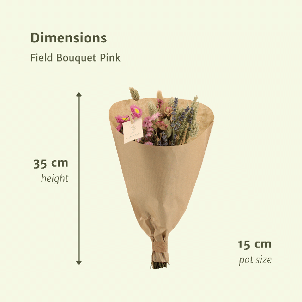 Dried flowers Field Bouquet Pink - Ø15cm - ↕35cm