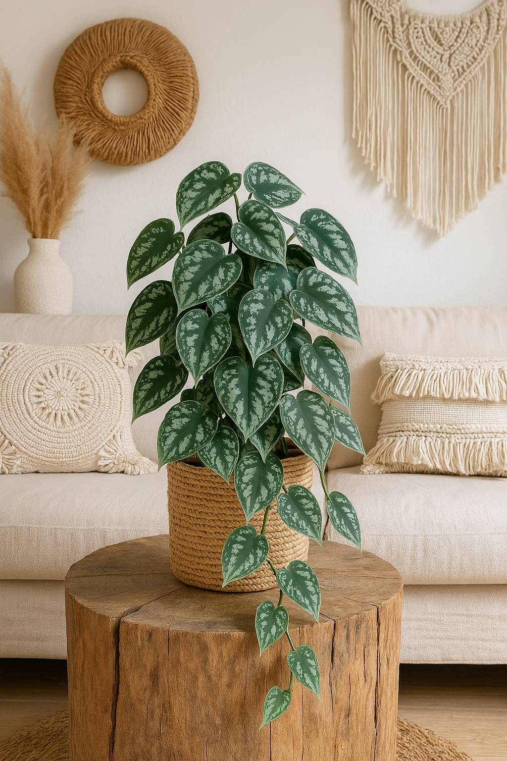 Philodendron Scandens Pictus – Elegante zilveren Klimplant – pot Ø12cm – Hoogte 22cm