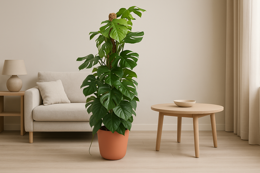 Combi deal - Monstera Pertusum XL inclusief elho Vibes Fold Round roze Ø30 - 150 cm