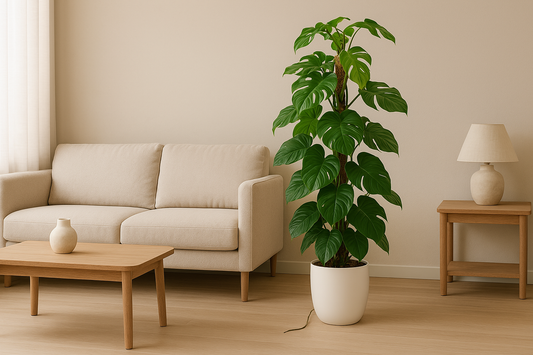 Combi deal - Monstera Pertusum XL inclusief elho Vibes Fold Round wit Ø30 - 150 cm