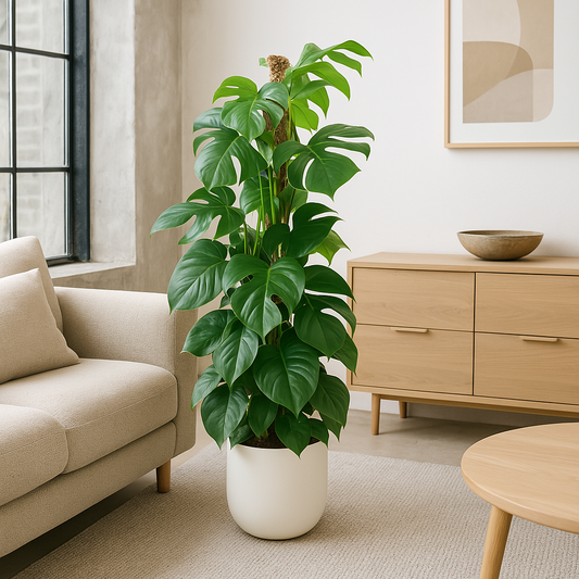 Combi deal - Monstera Pertusum XL inclusief elho Jazz Round wit Ø26 - 150 cm