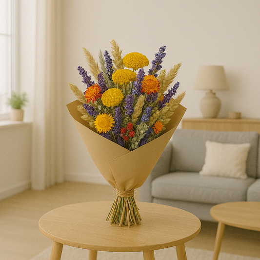 Droogbloemen - Field Bouquet Large - Orange - 8 boeketten - ↕60cm