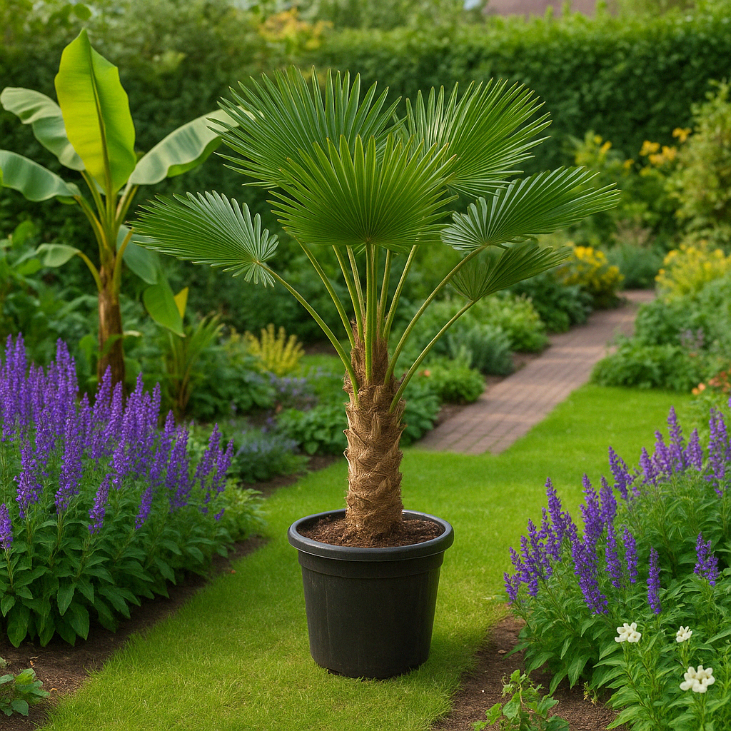 Trachycarpus wagnerianus - Henneppalm  - 130cm - potmaat 30cm