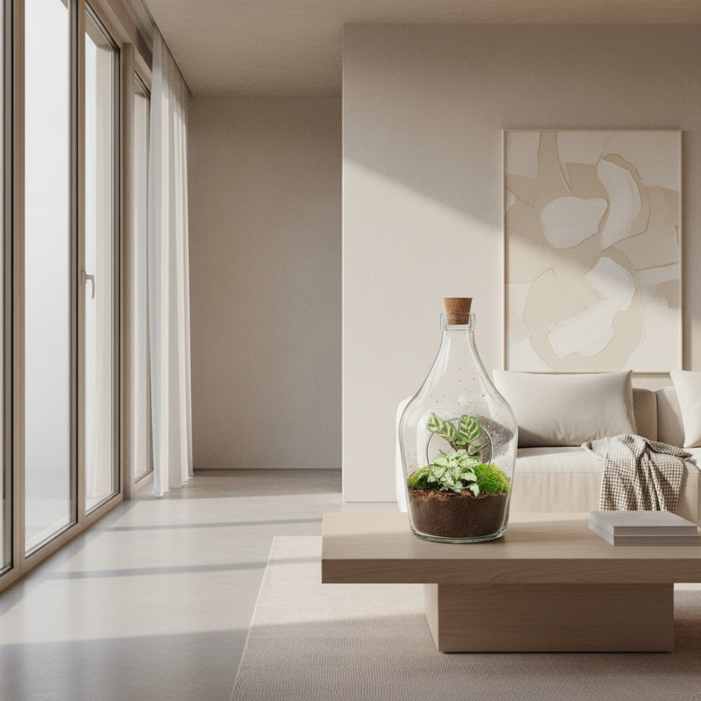 Open terrarium Jos | Calathea Makoyana | Fittonia white Tiger