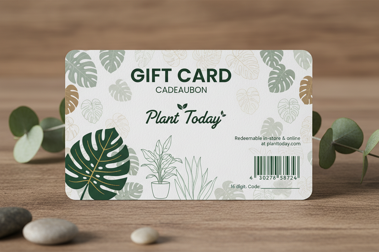 genereer voor mij een cadeaubon dit je kunt gebruiken in onze webshop van Plant Today. maak duidelijk dat dit een cadeaubon is