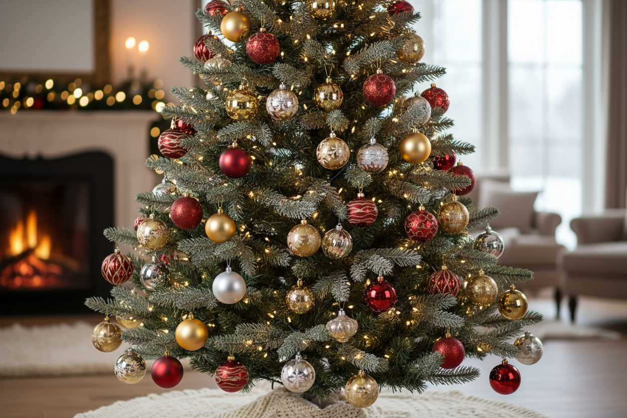 Nobilis kerstboom met kerst ballen