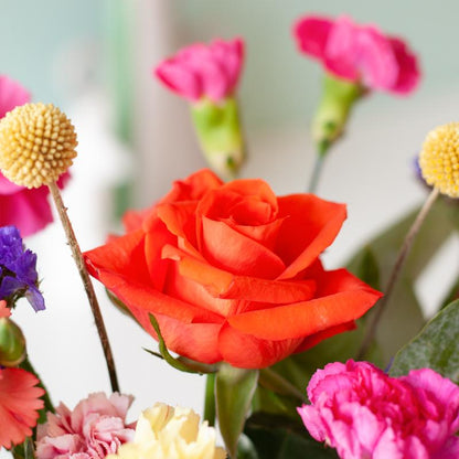 Kleurrijk brievenbusboeket met seizoensbloemen. Top Bloemen