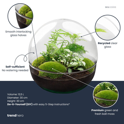 Groot DIY terrarium met groene planten