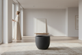 Antracietkleurige ronde bloempot voor moderne interieurs