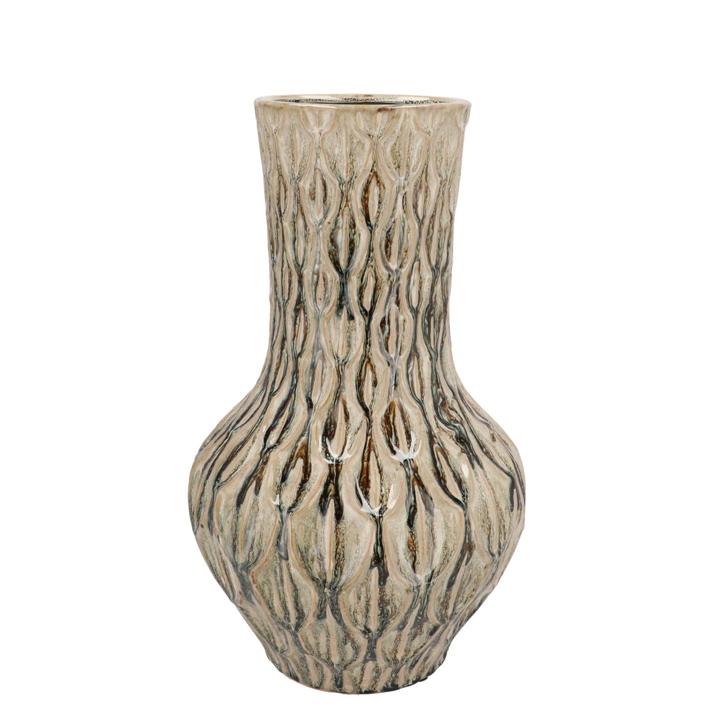 Boa groen vaas M, aardewerk H39 x W23 cm, natuurlijke warme uitstraling voor woonkamer, serre of kantoor.