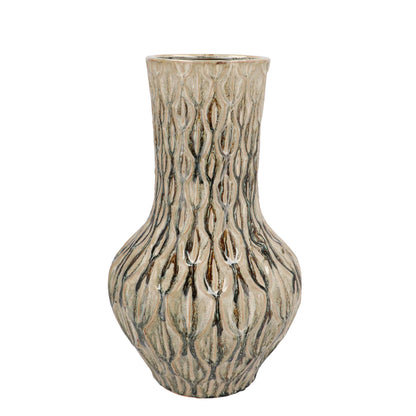 Boa groen vaas M, aardewerk H39 x W23 cm, natuurlijke warme uitstraling voor woonkamer, serre of kantoor.