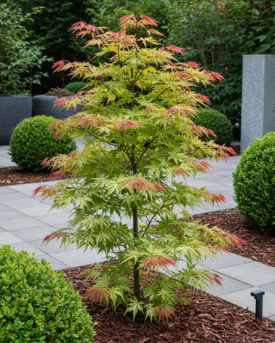 Acer palmatum ‘Phoenix’ in kweekpot Ø19 cm – ca. 70 cm hoog – Japanse esdoorn met rood naar oranje verkleurende handvormige bladeren