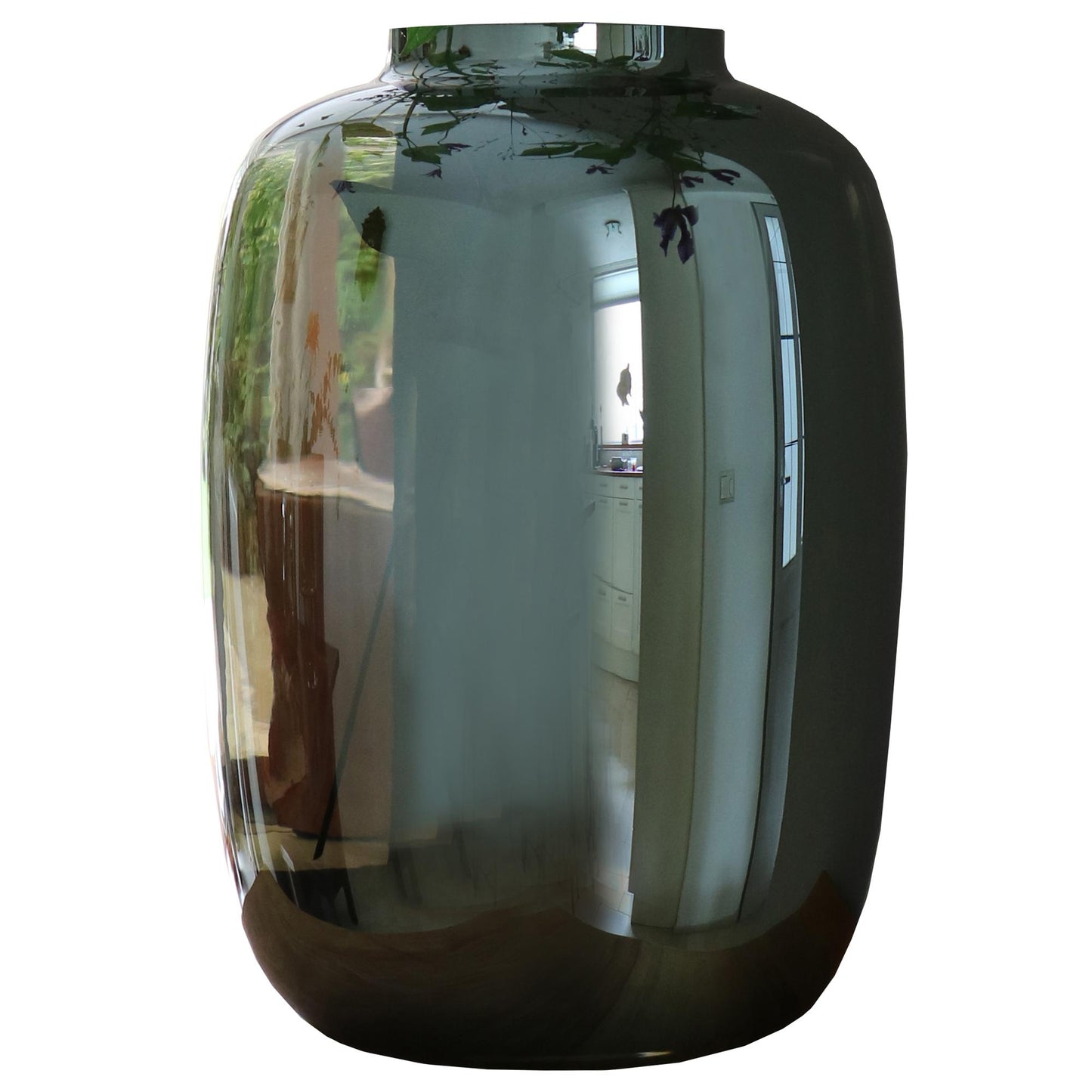 Glazen vaas met spiegeleffect – Artic Gloss Grey – 35 cm hoog – luxe interieurdecoratie.