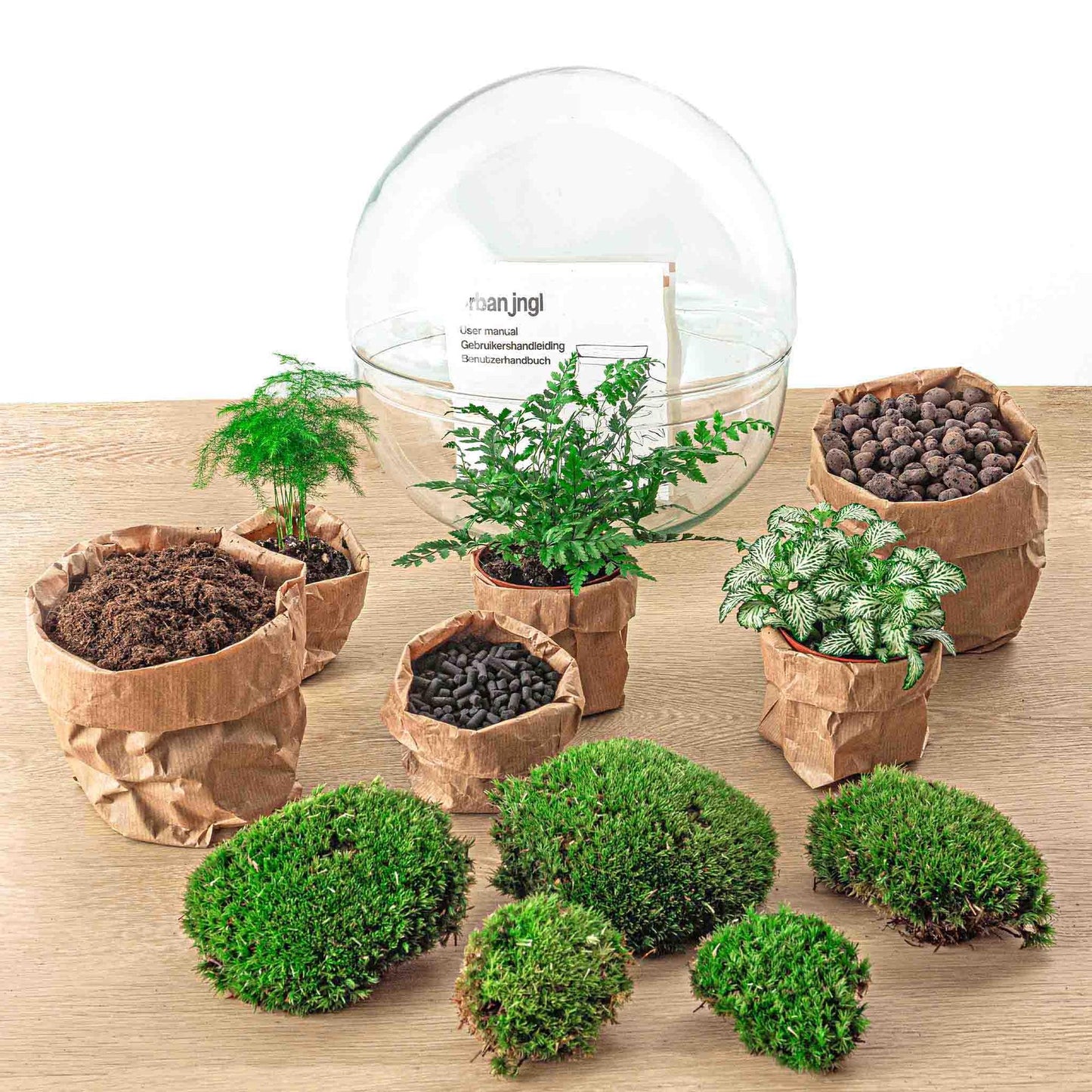 DIY Planten terrarium tweedelig bolglas | Dome XL | Rake + Shovel