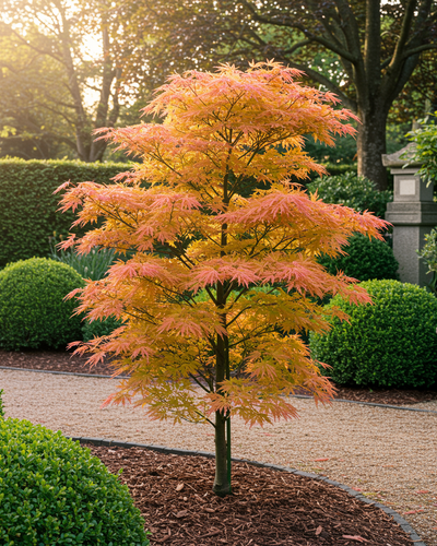 Japanse esdoorn met oranje herfstkleur voor tuin en terras