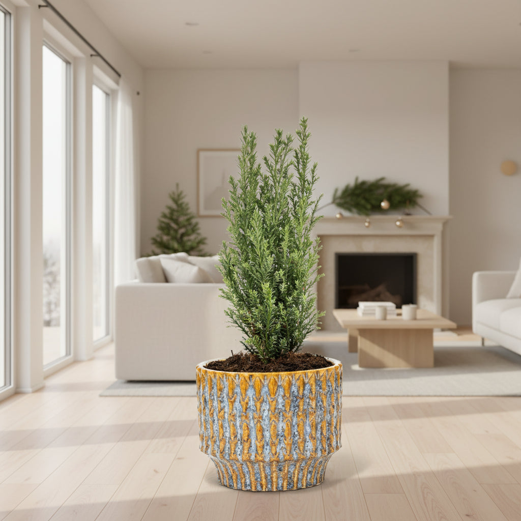 Compact kerstboompje met pot en warme LED-verlichting