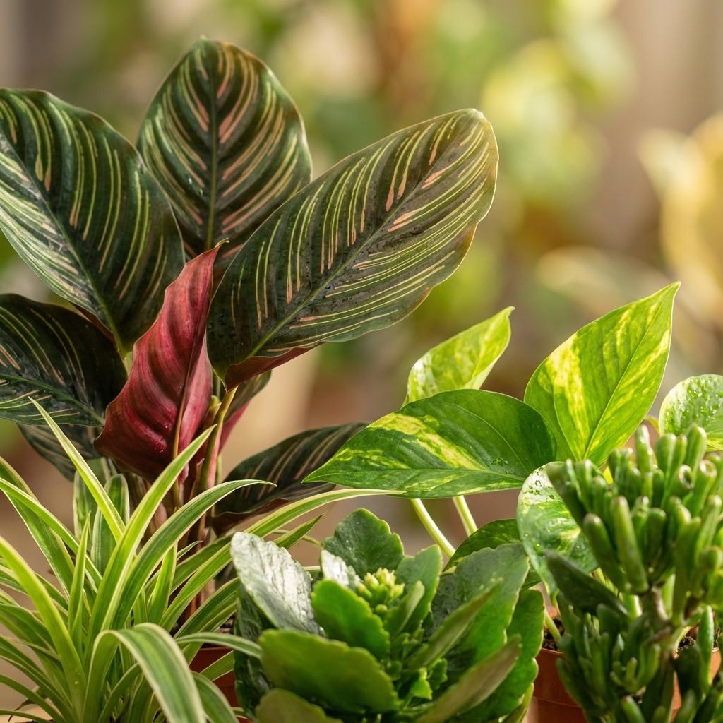Verrassingsbox met twaalf kamerplanten in witte potten