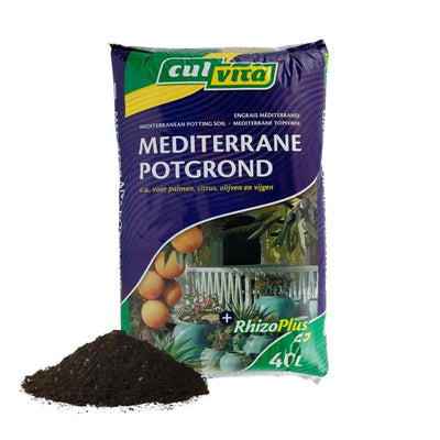 Mediterrane potgrond voor olijf, citrus en palm in pot