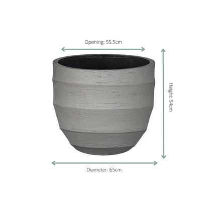 Pot Bordo New Egg Grey – ronde grijze buitenpot van 65x54 cm, modern design, lichtgewicht en weerbestendig voor tuin of terras.  Tuin Fleur direct  Intra Tuin