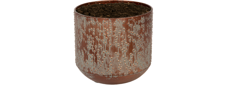 Keramieken bloempot Lian in koper zwart – diameter 19 cm – moderne, organische vorm – stijlvolle plantenpot voor binnen