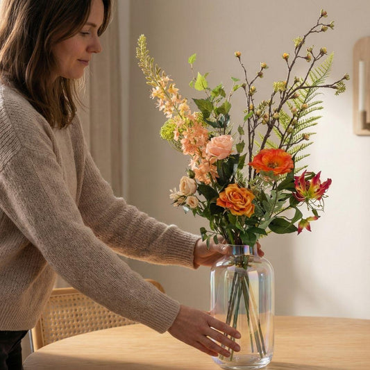 Artificial flower bouquet | Amber Peach Deluxe | Real Touch | 12 stems