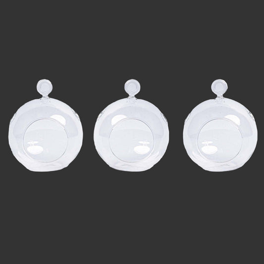 Set van 3 transparante glazen kerstballen D10.5 H8 cm met haakje geschikt voor decoratie met mos, dennenappels, lichtjes of luchtplantjes
