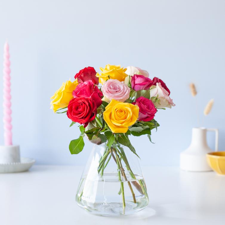 Kleurrijke rozenmix als brievenbuscadeau. Planttoday - Top Bloemen