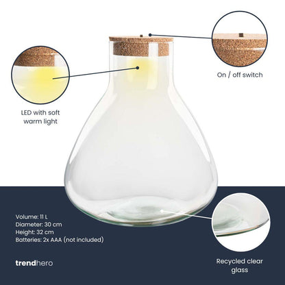 Terrarium fles met verlichting | Sam XL