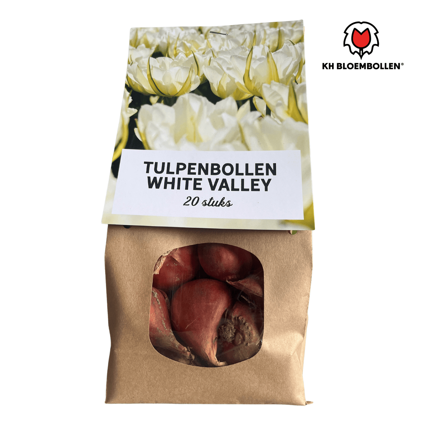 Tulpenbollen White Valley – set van 20 helderwitte tulpen, elegant en tijdloos, geschikt voor tuin, border of pot.