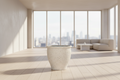 Witte bloempot voor grote kamerplanten in modern interieur
