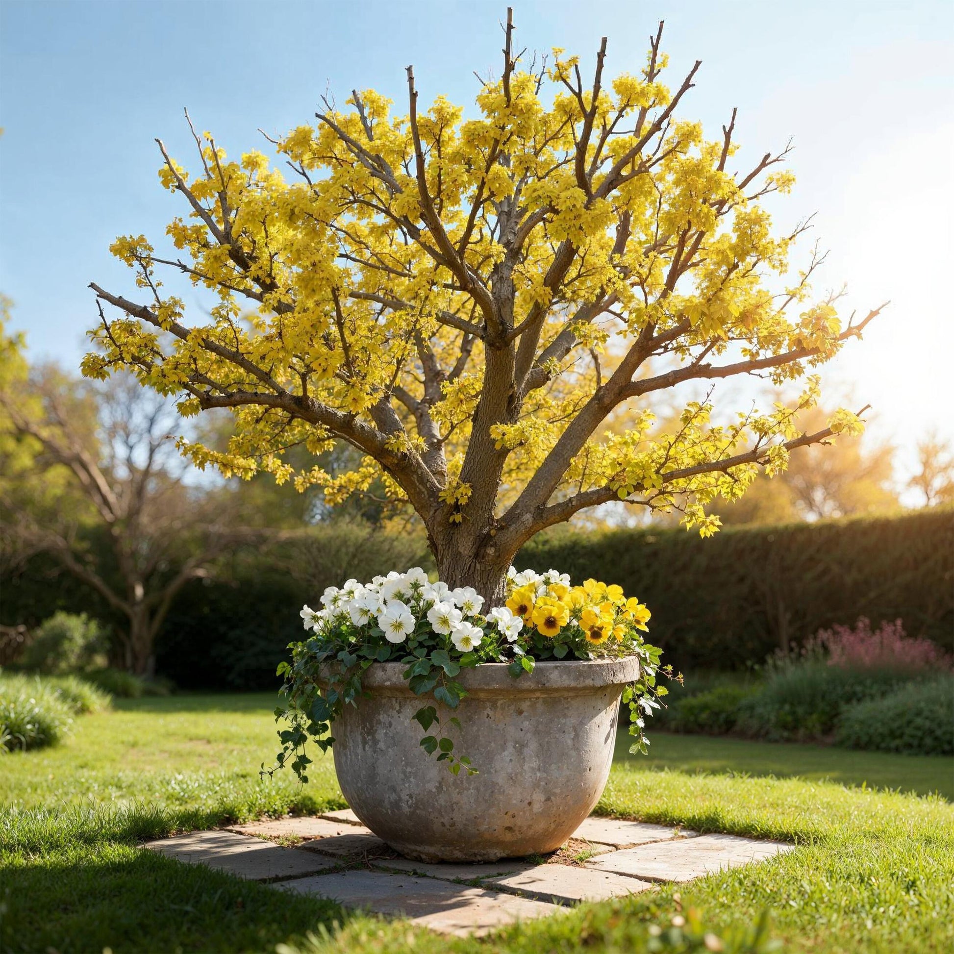 Geelbloeiende Cornus mas heester voor tuin en terras