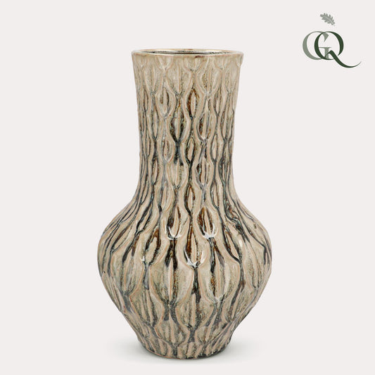 Boa green vaas M, aardewerk H39 x W23 cm, natuurlijke warme uitstraling voor woonkamer, serre of kantoor. Intratuin
