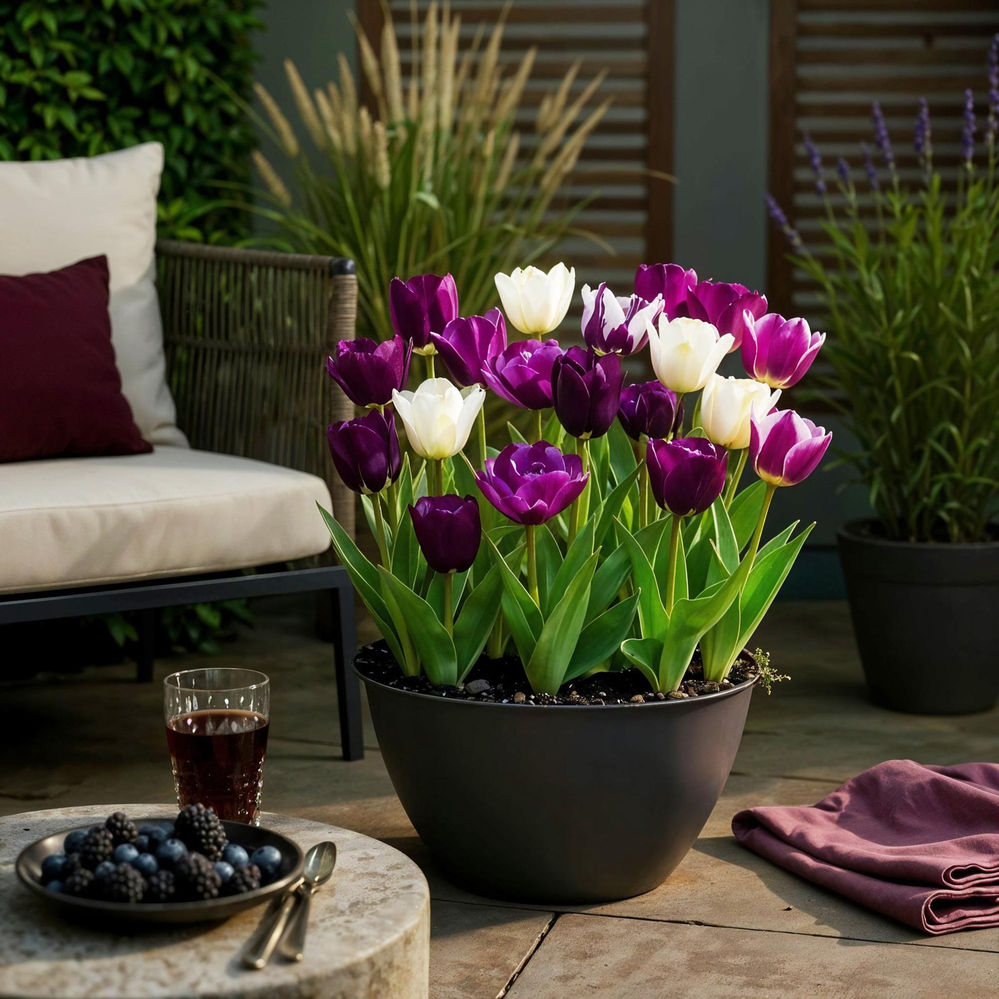 Tulipa Blueberry Mix bloembollen – kleurrijke tulpen voor tuin, balkon en terras, levendige voorjaarsbloei"Tulipa Blueberry Mix | Tulipes colorées pour jardin, balcon et terrasse