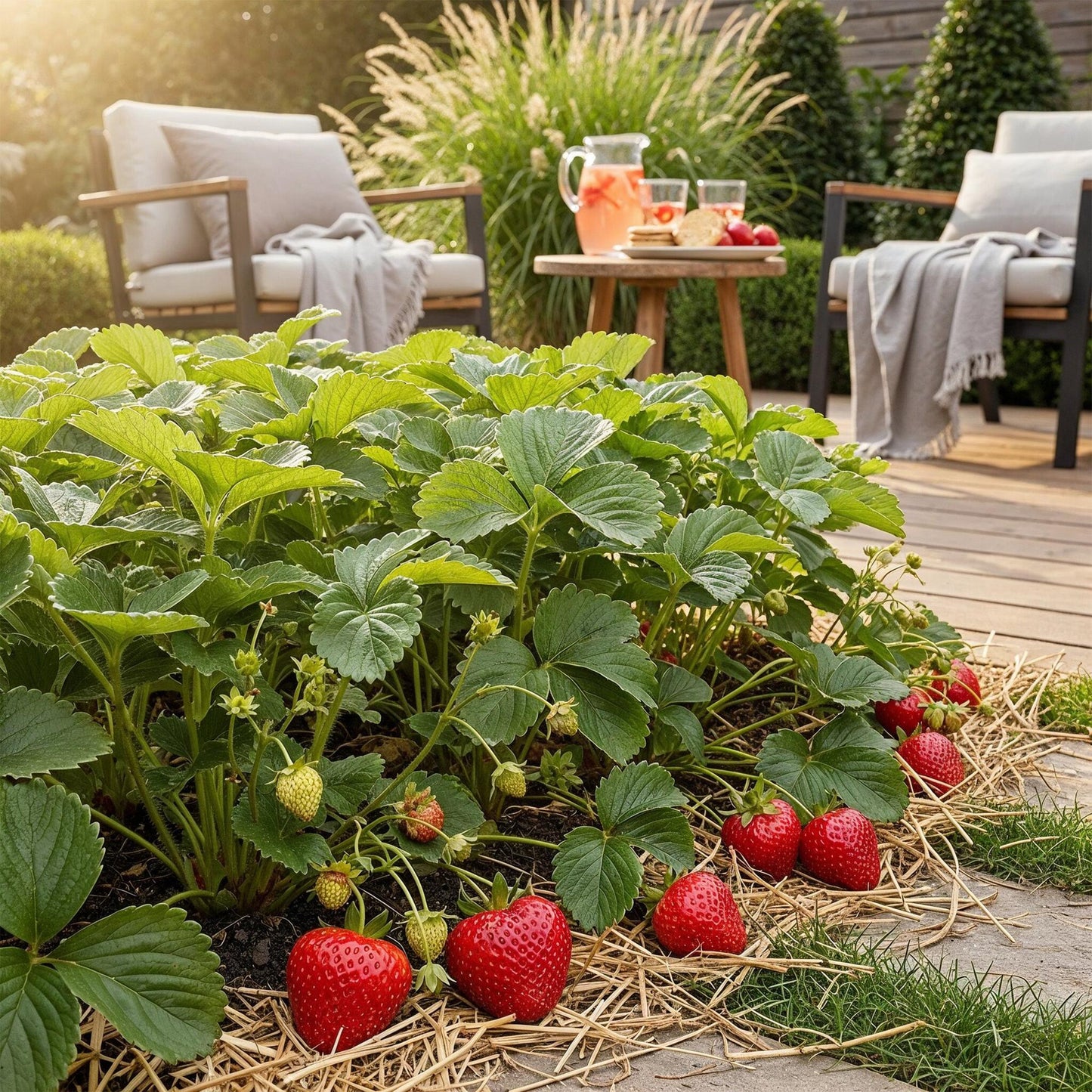 Winterharde aardbeiplant met rode vruchten voor balkon en tuin