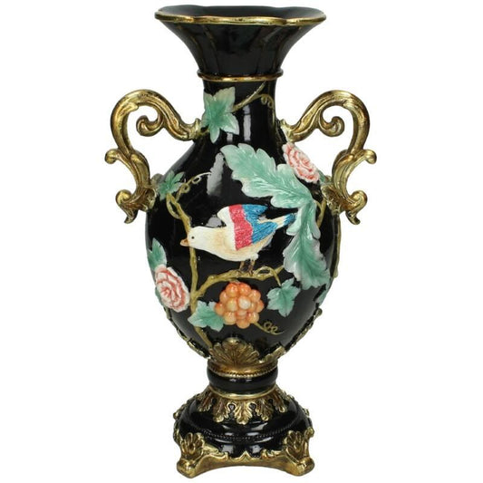 Vogelvormige vaas met kleurrijk design – speels decoratief object en bloemenvaas van 31,5 cm hoog.