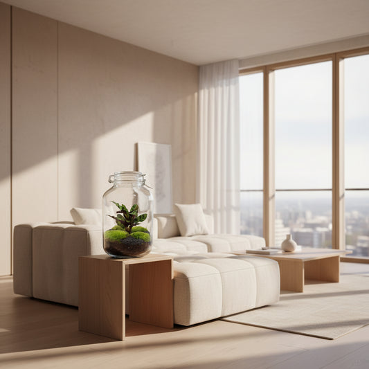 DIY terrarium met Calathea in glazen jar