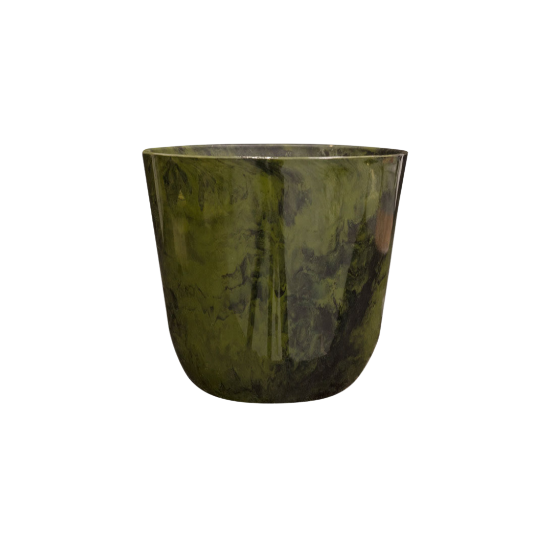 Groene marmeren plantpot keramiek 27 cm. Bloempot binnen
