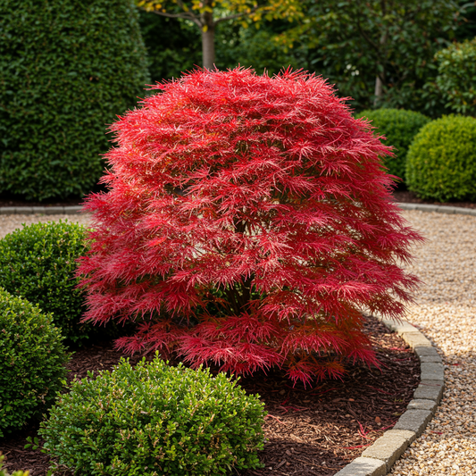 Japanse Esdoorn - Acer palmatum Shaina - Rood - 2 Planten - Bladverliezend - Pot 19cm Hoogte 70cm