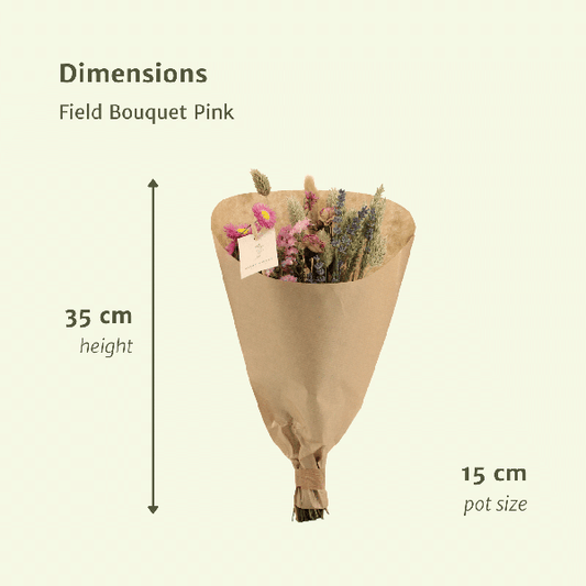 Dried flowers Field Bouquet Pink - Ø15cm - ↕35cm