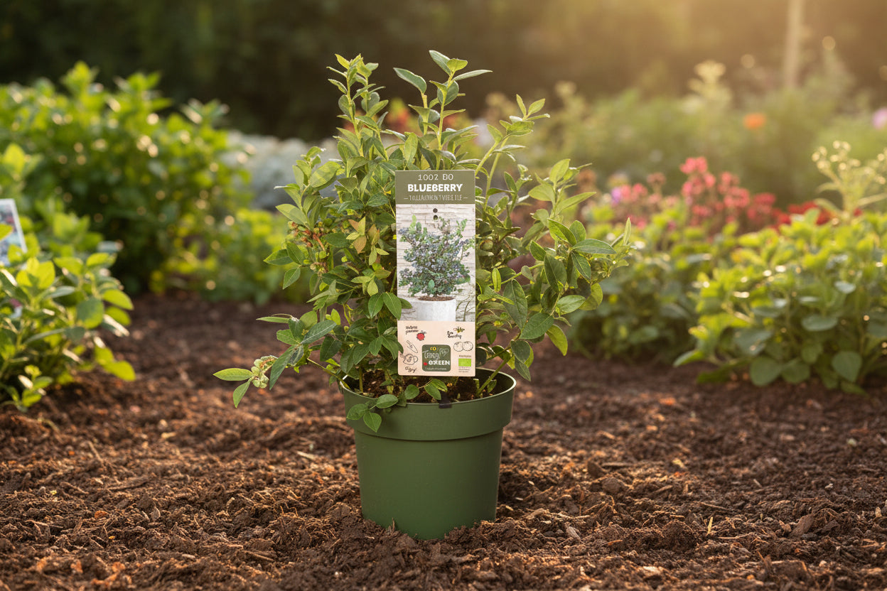 Compacte biologische blauwe bessenplant voor balkon en tuin